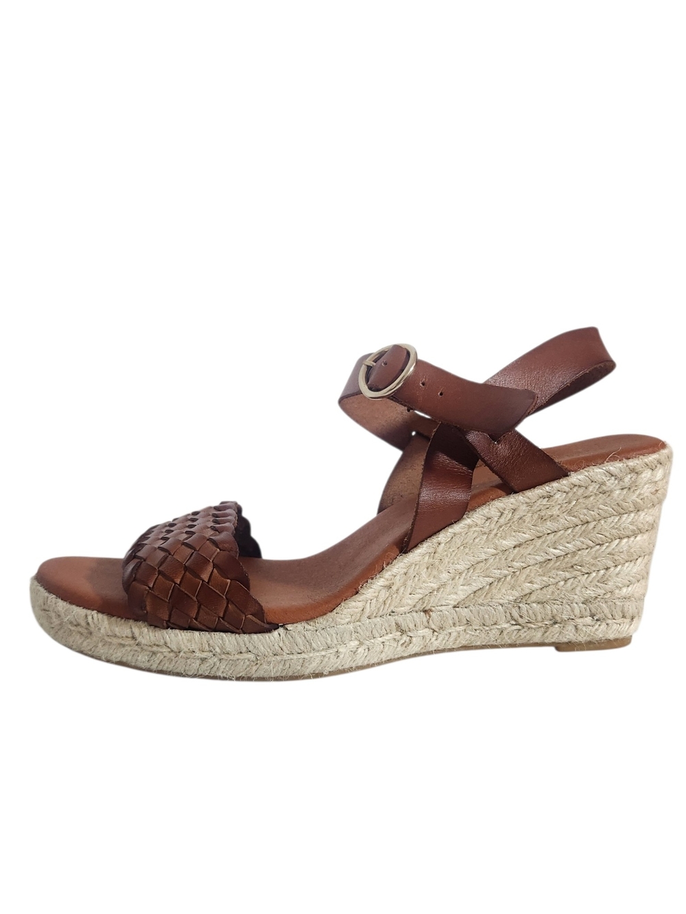 Paseart Brown Leather Espadrille Wedge Sandals Size 40 US 9